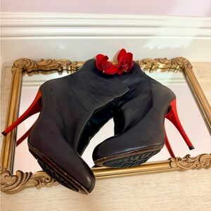 Orchid flowers Giuseppe Zanotti Leather boots Shoes 7.5 black red